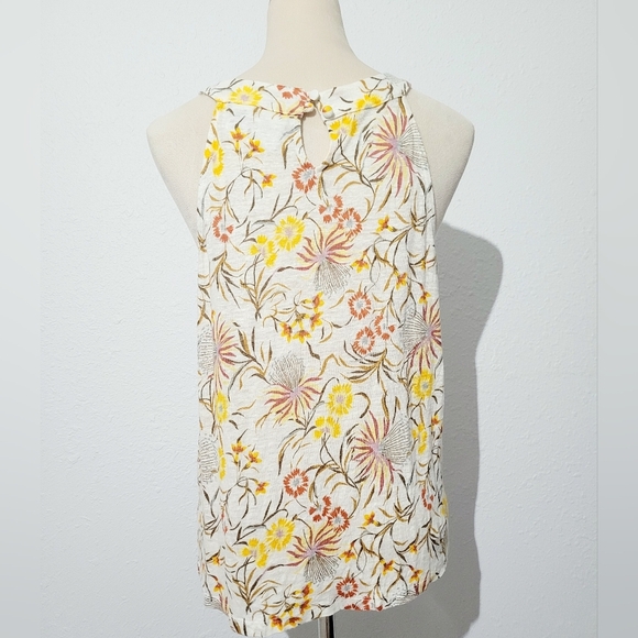 Joie 100% Linen Floral Sleeveless Top Size Large Boho Chic Lightweight Blouse - Picture 4 of 10